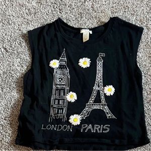 Black tank top w Paris design